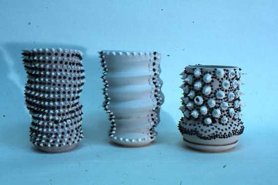 Irregular spiked cups in progress