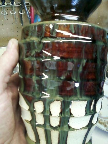 Red luster crystalline vase